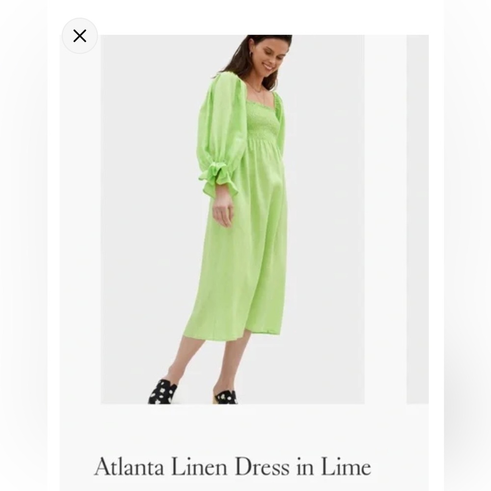 Sleeper Lime Green Off-Shoulder Midi Dress - Picture 4 of 8